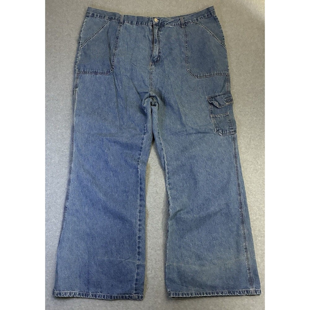 Quiz Y2K Baggy Carpenter Cargo Jeans Men’s 44x30 Blue Wide Leg Utility Denim